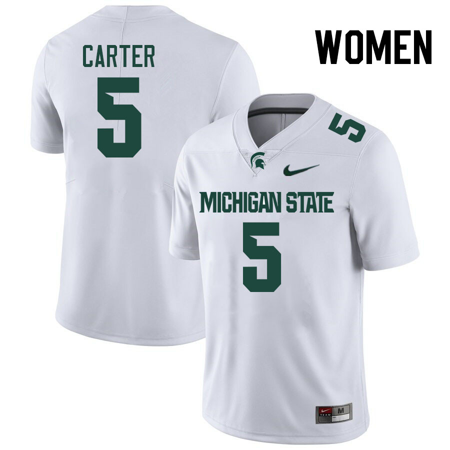 Women #5 Nate Carter Michigan State Spartans College Football Jersesys Stitched-White